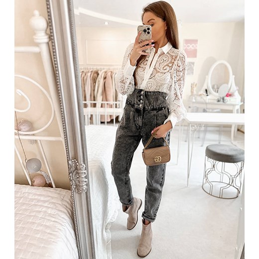 Szare spodnie w stylu mom jeans Aubert S gemre