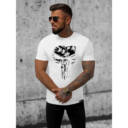 T-shirt męski slim fit biały OZONEE NB/MT3045 ze sklepu ozonee.pl w kategorii T-shirty męskie - zdjęcie 153145623