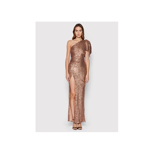 Elisabetta Franchi Sukienka wieczorowa AB-164-22E2-V580 Złoty Slim Fit Elisabetta Franchi 46 wyprzedaż MODIVO