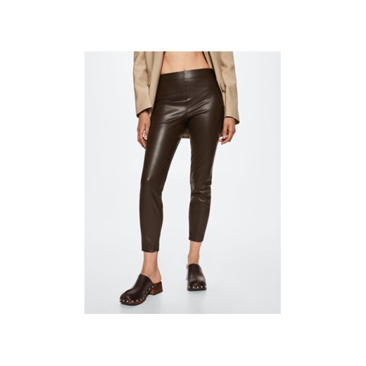 Mango Spodnie z imitacji skóry London 37015129 Brązowy Skinny Fit Mango XXL MODIVO promocja
