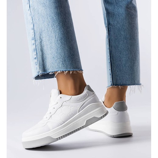 Bm buty sportowe damskie sneakersy białe sznurowane