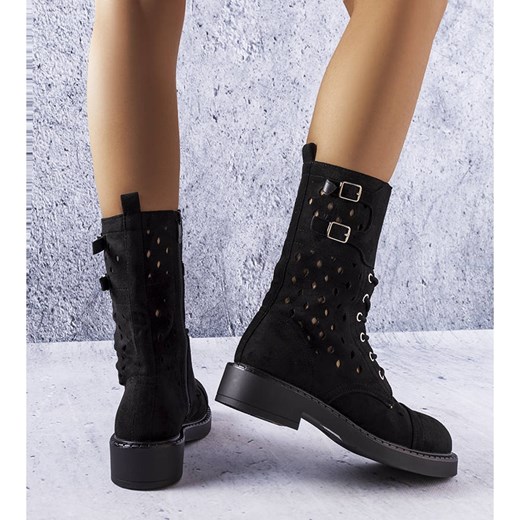 Workery damskie na zamek czarne jesienne casual 