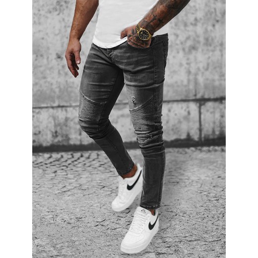 Spodnie jeansowe męskie grafitowe OZONEE NB/MP0028GZ ze sklepu ozonee.pl w kategorii Jeansy męskie - zdjęcie 153196093