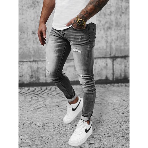 Spodnie jeansowe męskie szare OZONEE NB/MP0054NZ ze sklepu ozonee.pl w kategorii Jeansy męskie - zdjęcie 153198750