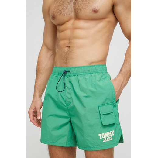 Tommy Jeans szorty kąpielowe kolor zielony ze sklepu ANSWEAR.com w kategorii Kąpielówki - zdjęcie 153203314