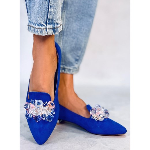 PA1 Mokasyny lordsy kamieniami Falconi Royal Blue niebieskie 36 ButyModne.pl