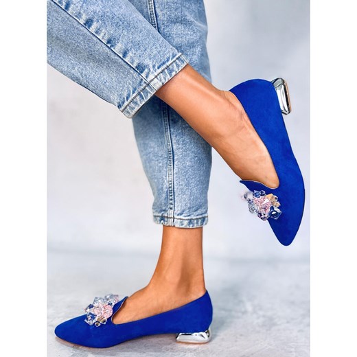 PA1 Mokasyny lordsy kamieniami Falconi Royal Blue niebieskie 39 ButyModne.pl