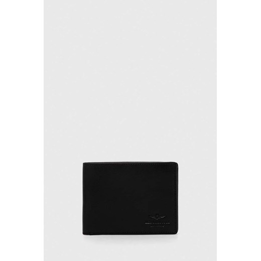 Aeronautica Militare portfel skórzany męski kolor czarny ze sklepu ANSWEAR.com w kategorii Portfele męskie - zdjęcie 153238310