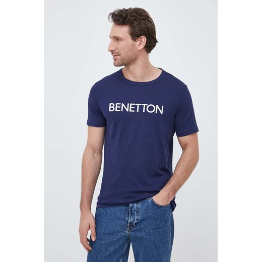 United Colors of Benetton t-shirt bawełniany kolor granatowy z nadrukiem United Colors Of Benetton XL ANSWEAR.com