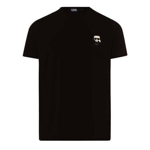 KARL LAGERFELD T-shirt męski Mężczyźni Dżersej czarny jednolity ze sklepu vangraaf w kategorii T-shirty męskie - zdjęcie 153270934