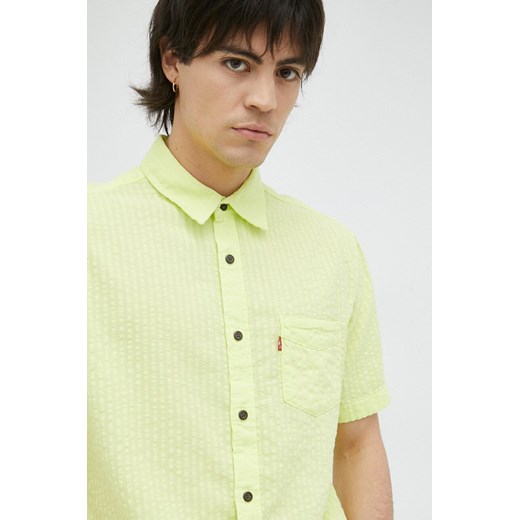 Levi&apos;s koszula bawełniana męska kolor zielony regular z kołnierzykiem klasycznym ze sklepu ANSWEAR.com w kategorii Koszule męskie - zdjęcie 153280743