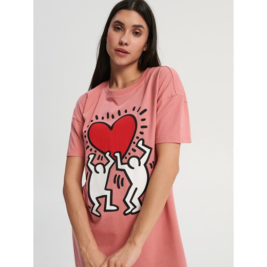Sinsay - Koszula nocna Keith Haring - Różowy Sinsay S Sinsay