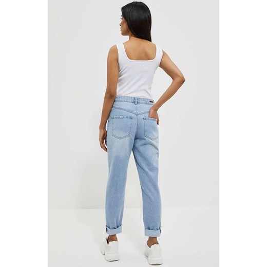 Spodniej jeansy damskie typu mom fit 4013, Kolor niebieski, Rozmiar XS, Moodo S Primodo