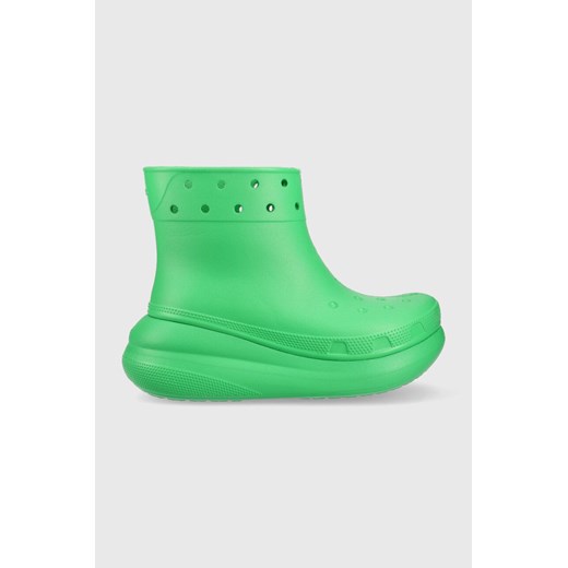 Crocs kalosze Classic Crush Rain Boot damskie kolor zielony 207946 207946.3E8-3E8 ze sklepu ANSWEAR.com w kategorii Kalosze damskie - zdjęcie 153354702