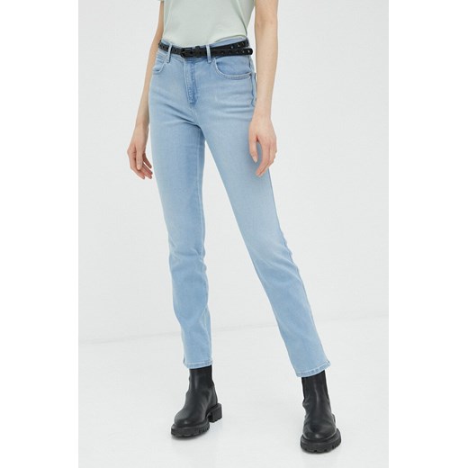 Wrangler jeansy Slim 610 damskie kolor niebieski ze sklepu ANSWEAR.com w kategorii Jeansy damskie - zdjęcie 153354921