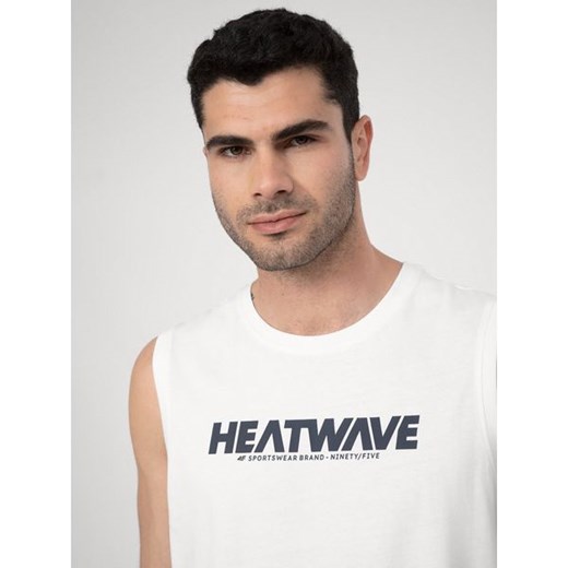 T-shirt męski 4F z napisem biały młodzieżowy z krótkimi rękawami