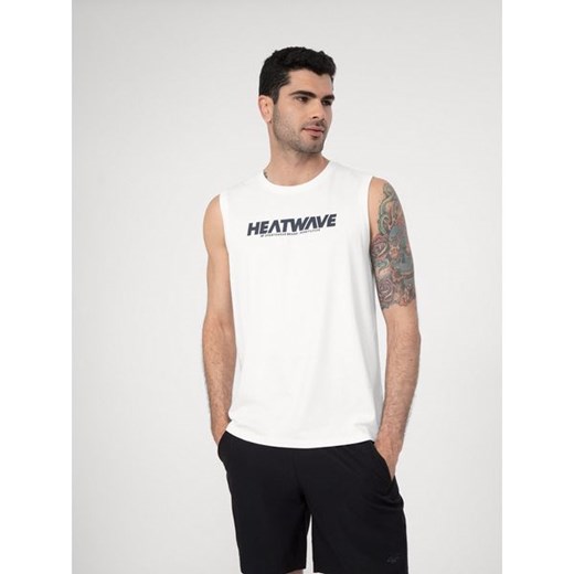 T-shirt męski biały 4F z krótkimi rękawami z napisem