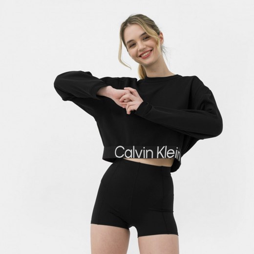 Bluza damska czarna Calvin Klein z elastanu krótka 