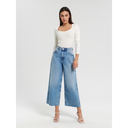 Sinsay - Jeansy wide leg high waist - Niebieski Sinsay 40 Sinsay