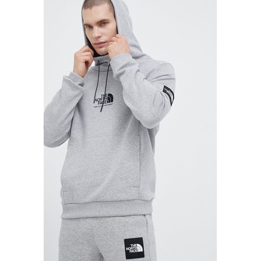 The North Face bluza męska kolor szary z kapturem z nadrukiem The North Face XL ANSWEAR.com