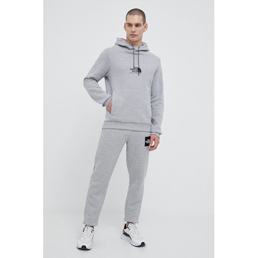 The North Face bluza męska kolor szary z kapturem z nadrukiem The North Face XXL ANSWEAR.com