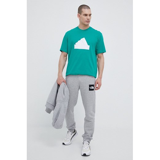 adidas t-shirt bawełniany kolor zielony z aplikacją L ANSWEAR.com