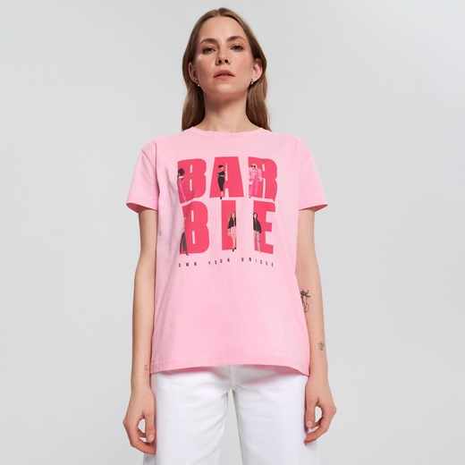 Sinsay - Koszulka z nadrukiem Barbie - Różowy Sinsay L Sinsay