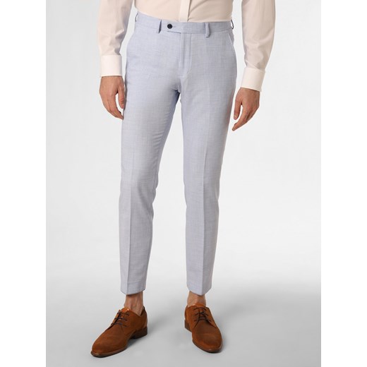 Finshley & Harding London Męskie spodnie od garnituru modułowego Mężczyźni Slim Fit jasnoniebieski wypukły wzór tkaniny ze sklepu vangraaf w kategorii Spodnie męskie - zdjęcie 153530001