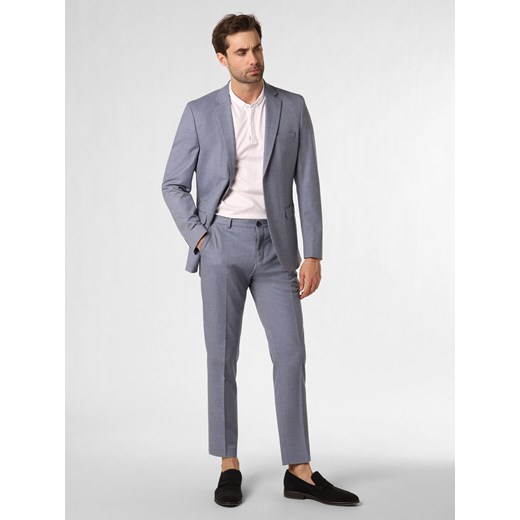 Selected Męskie spodnie od garnituru modułowego Mężczyźni Slim Fit jasnoniebieski wypukły wzór tkaniny ze sklepu vangraaf w kategorii Spodnie męskie - zdjęcie 153530022