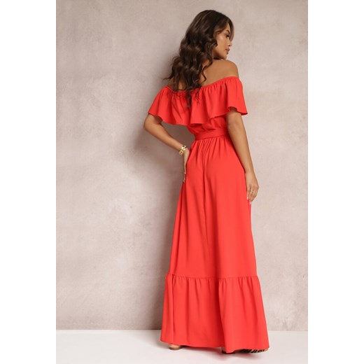 Czerwona Sukienka Hiszpanka Maxi z Falbanką i Wiązanym Paskiem Eirerria Renee L promocyjna cena Renee odzież