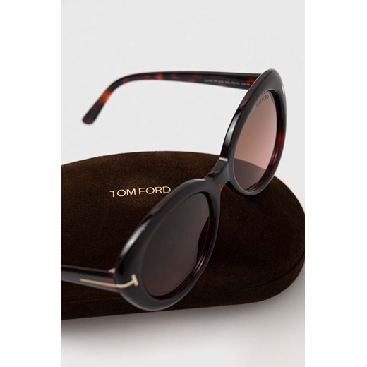 Tom Ford okulary przeciwsłoneczne damskie kolor brązowy Tom Ford 55 ANSWEAR.com