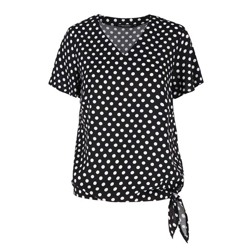 Bluzka damska Volcano z krótkim rękawem w serek w groszki 