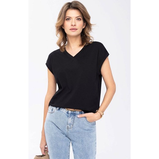 Bawełniany klasyczny t-shirt w kolorze czarnym T-SKY, Kolor czarny, Rozmiar XS, Volcano S Primodo