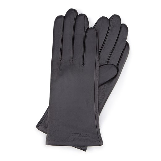 Rękawiczki damskie ze skóry licowej czarne ze sklepu WITTCHEN w kategorii Rękawiczki damskie - zdjęcie 153608363
