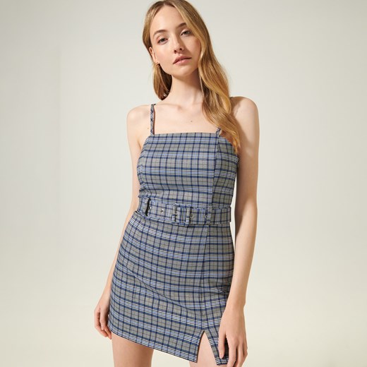 Sinsay - Sukienka mini w kratę - Niebieski Sinsay M Sinsay okazyjna cena