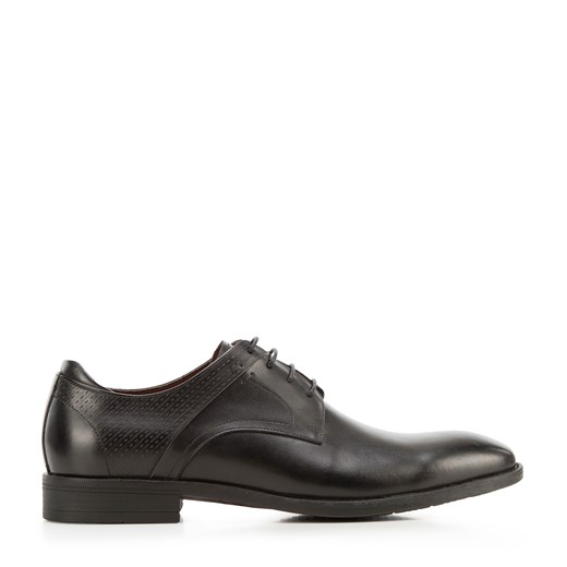 Męskie buty derby skórzane z tłoczonym zapiętkiem czarne ze sklepu WITTCHEN w kategorii Buty eleganckie męskie - zdjęcie 153678680