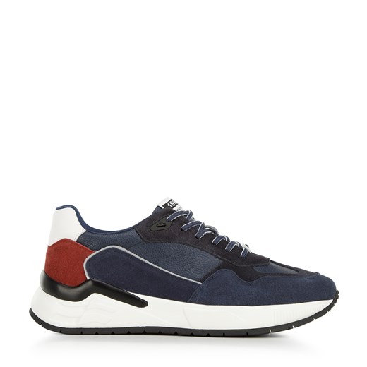 Męskie sneakersy skórzane z motywem w jodełkę niebiesko-czerwone ze sklepu WITTCHEN w kategorii Buty sportowe męskie - zdjęcie 153678844