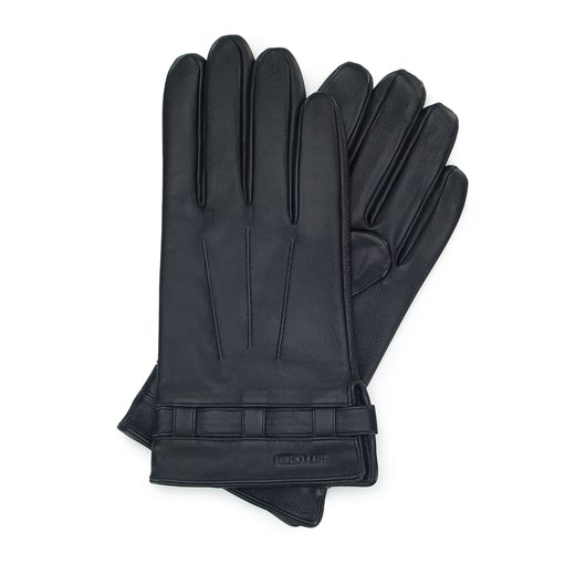 Męskie rękawiczki skórzane z paskiem na zatrzask czarne ze sklepu WITTCHEN w kategorii Rękawiczki męskie - zdjęcie 153682643