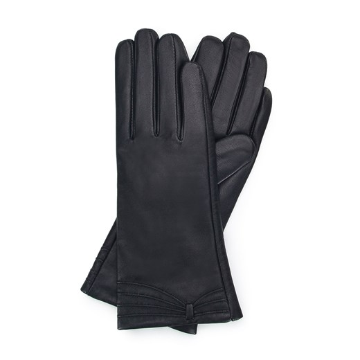 Damskie rękawiczki ze skóry z przeszyciami czarne ze sklepu WITTCHEN w kategorii Rękawiczki damskie - zdjęcie 153682684