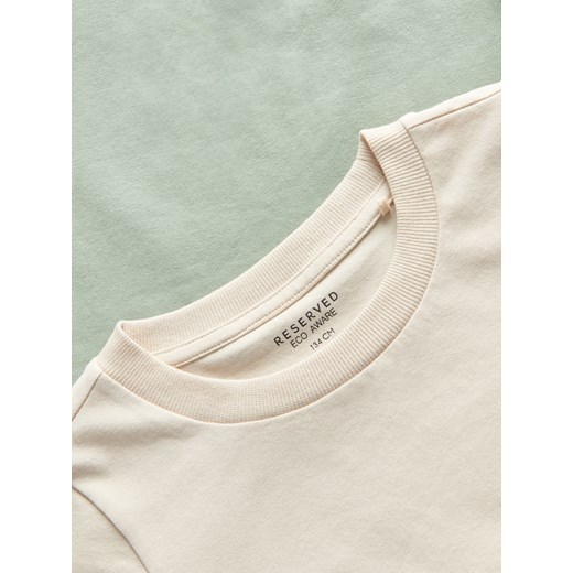 Reserved - Bawełniany t-shirt - Kremowy Reserved 122 (6-7 lat) Reserved
