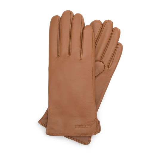 Damskie rękawiczki skórzane gładkie brązowe ze sklepu WITTCHEN w kategorii Rękawiczki damskie - zdjęcie 153706702