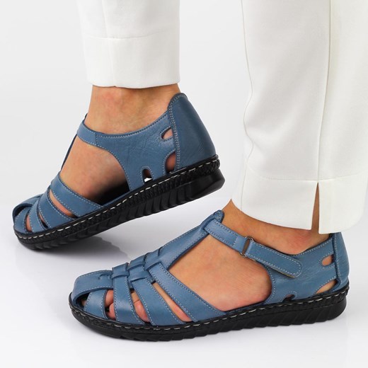Niebieskie skórzane sandały damskie z zakrytymi palcami T.SOKOLSKI A88 41 suzana.pl okazyjna cena