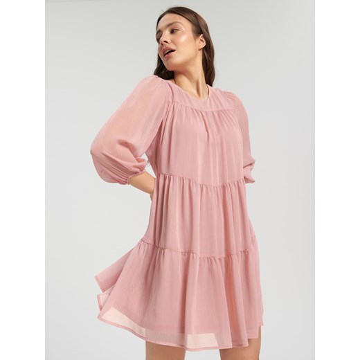 Sinsay - Sukienka mini babydoll - Różowy Sinsay XXL Sinsay