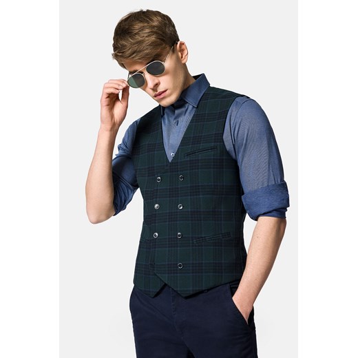 Kamizelka Zielona w Kratę Tartan Modena ze sklepu Lancerto S.A. w kategorii Kamizelki męskie - zdjęcie 153773913