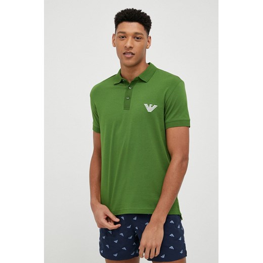 Emporio Armani Underwear polo piżamowe kolor zielony z aplikacją XL ANSWEAR.com