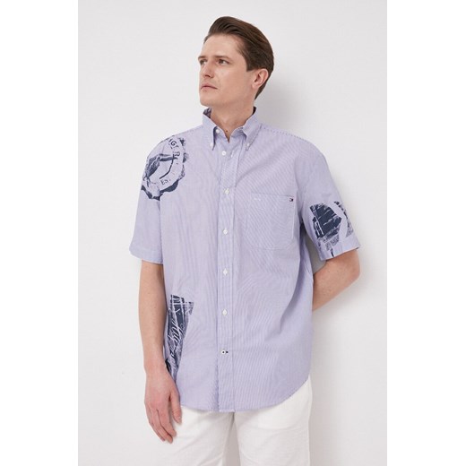 Tommy Hilfiger koszula bawełniana męska kolor niebieski relaxed z kołnierzykiem button-down ze sklepu ANSWEAR.com w kategorii Koszule męskie - zdjęcie 153788004