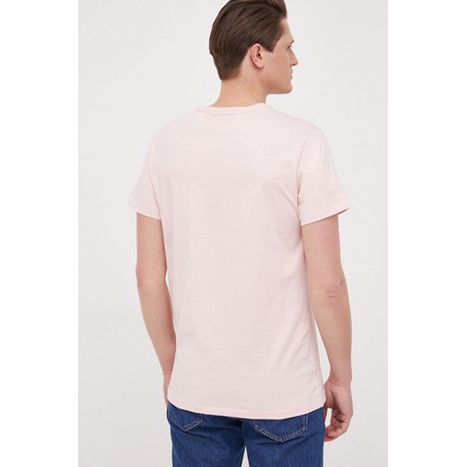 Guess t-shirt bawełniany kolor różowy z aplikacją Guess XL ANSWEAR.com