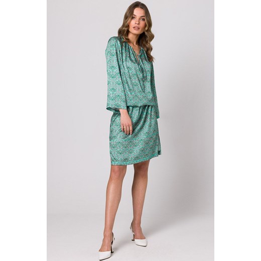 Luźna sukienka damska w kolorze zielonym ze wzorem S338, Kolor zielony-wzór, Rozmiar L, Stylove ze sklepu Primodo w kategorii Sukienki - zdjęcie 153800514