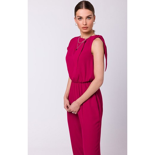 Elegancki kombinezon damski z wiązaniem w kolorze śliwkowym S345, Kolor śliwkowy, Rozmiar L, Stylove ze sklepu Primodo w kategorii Kombinezony damskie - zdjęcie 153800540