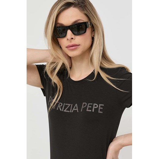 Patrizia Pepe t-shirt damski kolor czarny ze sklepu ANSWEAR.com w kategorii Bluzki damskie - zdjęcie 154080921
